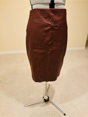 Express Dark Brown Leather Pencil Skirt